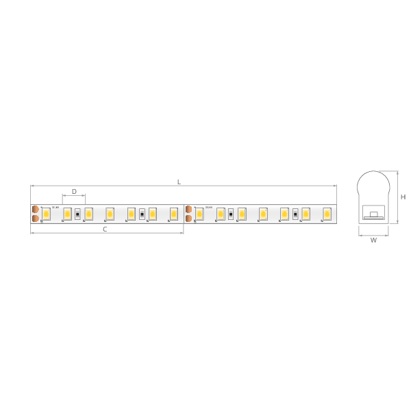 KWP-3SL-0480-24 LED tape, 31-137 lm/ft, IP65